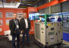 Ziv Shaked of DryGair and Eef Zwinkels from Royal Brinkman with their new  DG-X dehumidifier.